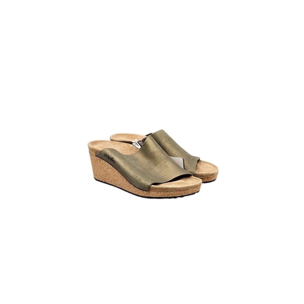 Birkenstock Papillio Womens Size 38/ 7 US NWT Namica Metallic Green Wedges Heels
